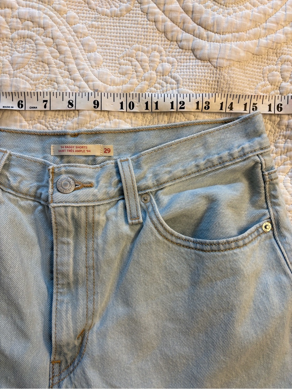 Levi's Light Blue High-Rise Baggy Denim Shorts